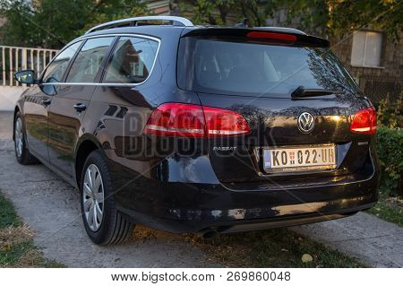 Belgrade, Serbia, October 14. 2018 : Passat B7 Blue Motion Rear Side.