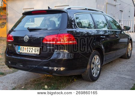 Belgrade, Serbia, October 14. 2018 : Passat B7 Blue Motion Rear Side