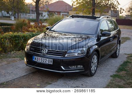 Belgrade, Serbia, October 14. 2018 : Passat B7 Blue Motion Front Left Side
