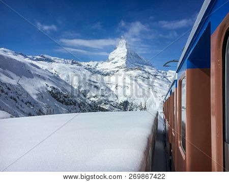 Matterhorn Mountain And Landscape Of Swiss Around Zermatt Seen From Driving Gornergrat Railway (gorn