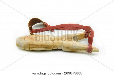 Wood Catapult Isolated Slingshot On White Background