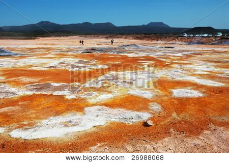ฟิลด์ fumarole ใน Namafjall ประเทศไอซ์แลนด์