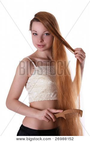 beautiful long hair combs girl