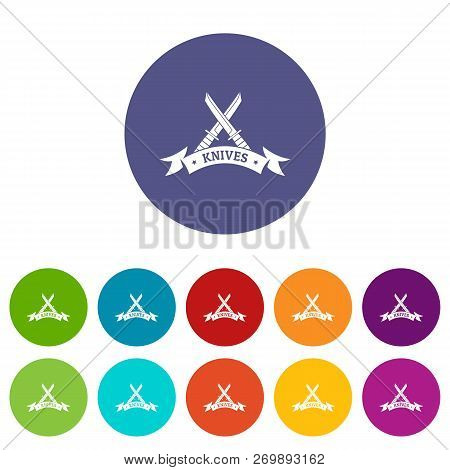 Knive Shop Icons Color Set For Any Web Design On White Background