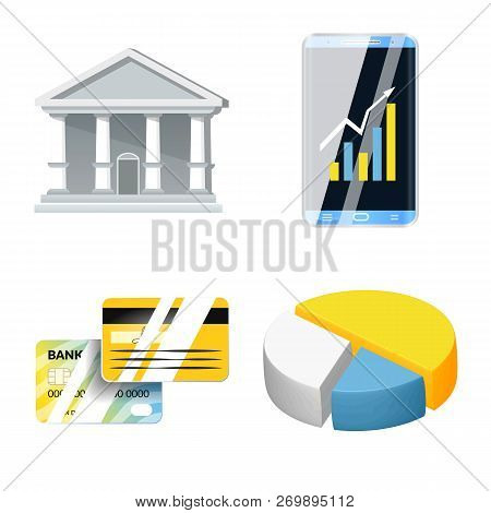 Isolated Object Of Bank And Money Logo. Set Of Bank And Bill Stock Symbol For Web.