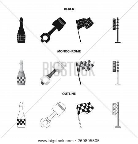 Vector Design Of Car And Rally Logo. Collection Of Car And Race Vector Icon For Stock.