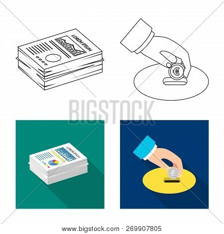Vector Illustration Of Bank And Money Icon. Set Of Bank And Bill Vector Icon For Stock.