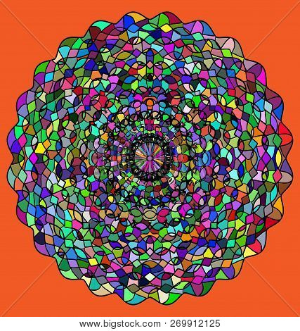 Abstract Color Rosette With Ornamemt And Figures