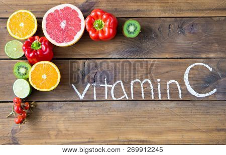 Vitamin C In Fruits And Vegetables. Natural Products Rich In Vitamin C