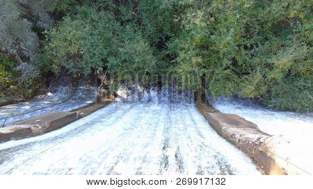 Water Fall Reservoir Navacerrada In Madrid Spain