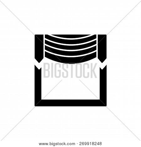 Vector Illustration Of Fabric Valance With Central Swag. Flat Icon Of Window Draped Pelmet. Isolated