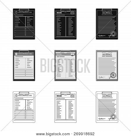 Isolated Object Of Form And Document Symbol. Set Of Form And Mark Vector Icon For Stock.