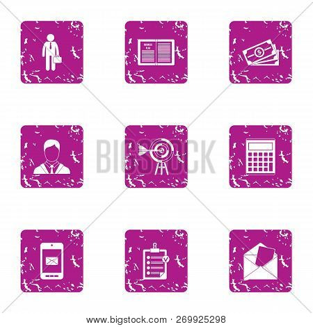 Cash Crew Icons Set. Grunge Set Of 9 Cash Crew Icons For Web Isolated On White Background