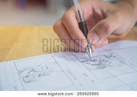 Storyboard Or Storytelling Drawing Creative For Movie Process Pre-production Media Films Script For 