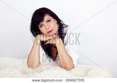 Beautiful Older Woman Smiling. Beauty, Fashion Shot. Advertising. Skin Care.