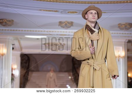 ST. PETERSBURG, RUSSIA - NOVEMBER 15, 2018: Fashion parade of Slava Zaitsev collection in the Hermitage hotel during Saint-Petersburg International Cultural Forum