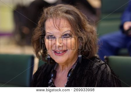ST. PETERSBURG, RUSSIA - NOVEMBER 17, 2018: Claudia Cardinale, Italian actress starred in the Red Tent movie during Saint-Petersburg International Cultural Forum