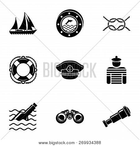 Work At Sea Icons Set. Simple Set Of 9 Work At Sea Icons For Web Isolated On White Background