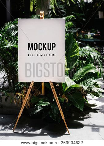 Shop sign on an easel mockup