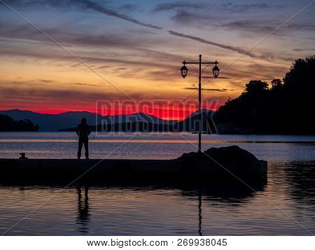 Sunrise on the bay of Nidri in Lefkas Ionian  island Greece