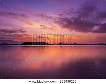 Sunrise on the bay of Nidri in Lefkas Ionian  island Greece
