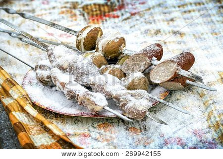 Ukraine. Slavske. Street Food. Meat And Potato