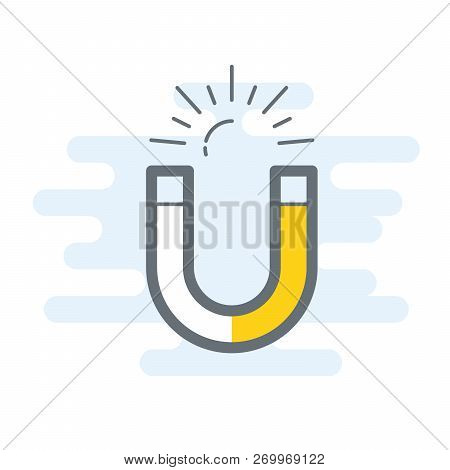 Horseshoe Shaped Magnet Icon In Simple Flat Style