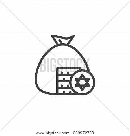 Jewish Gelt Outline Icon. Linear Style Sign For Mobile Concept And Web Design. Hanukkah Holiday Simp