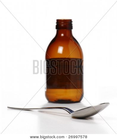 En sirup flaske og tsk.