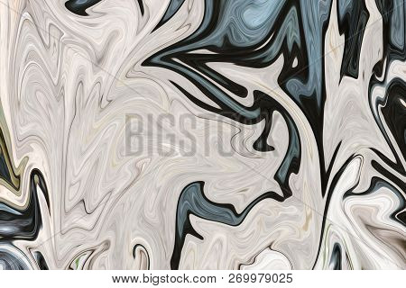Liquify Abstract Pattern With Green, Black, And Grey Graphics Color Art Form. Digital Background Wit