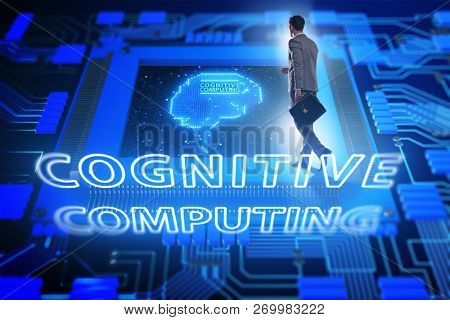 Cognitive computing concept as future technology with businessma