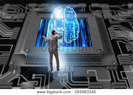 Cognitive computing concept as future technology with businessma