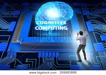 Cognitive computing concept as future technology with businessma