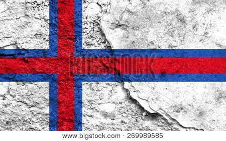 Flag Of Faroe Islands Closeup Painted On A Wall