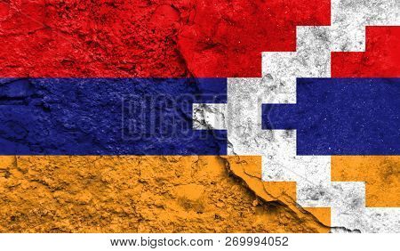 Flag Of Nagorno-karabakh Republic Closeup Painted On A Wall