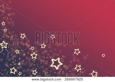 Christmas Card. Red Background For The Holiday. Gold Stars As A Frame On A Red Background.red Backgr