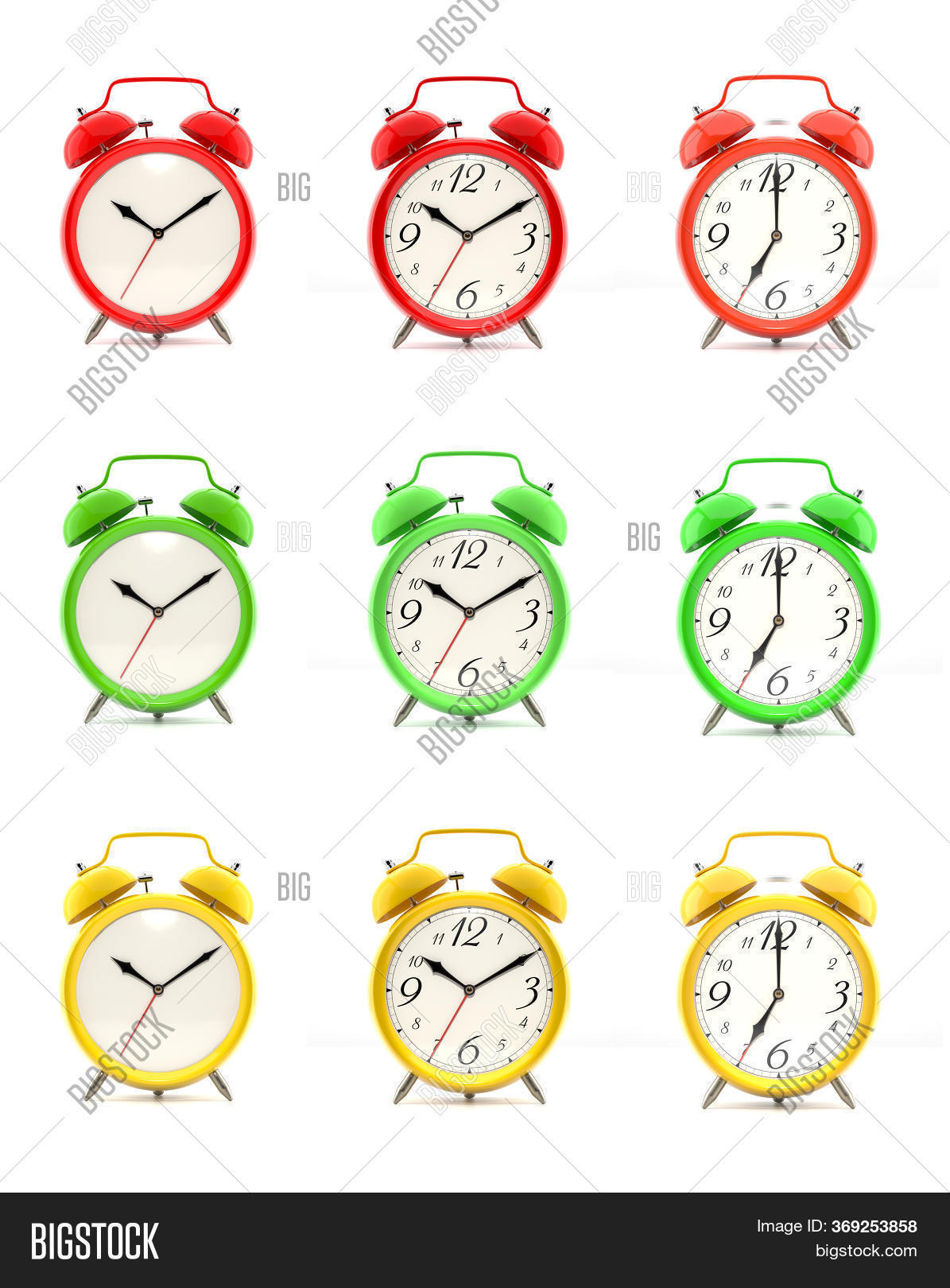 Set Nine Alarm Clocks Image & Photo (Free Trial) Bigstock