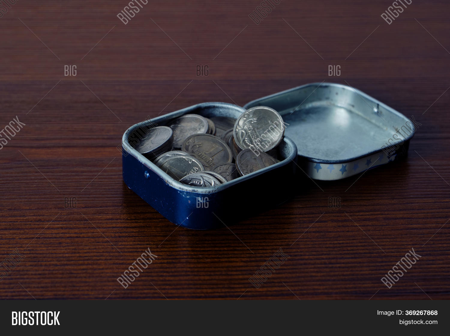Coins Tin Box On Wood Image & Photo (Free Trial) Bigstock