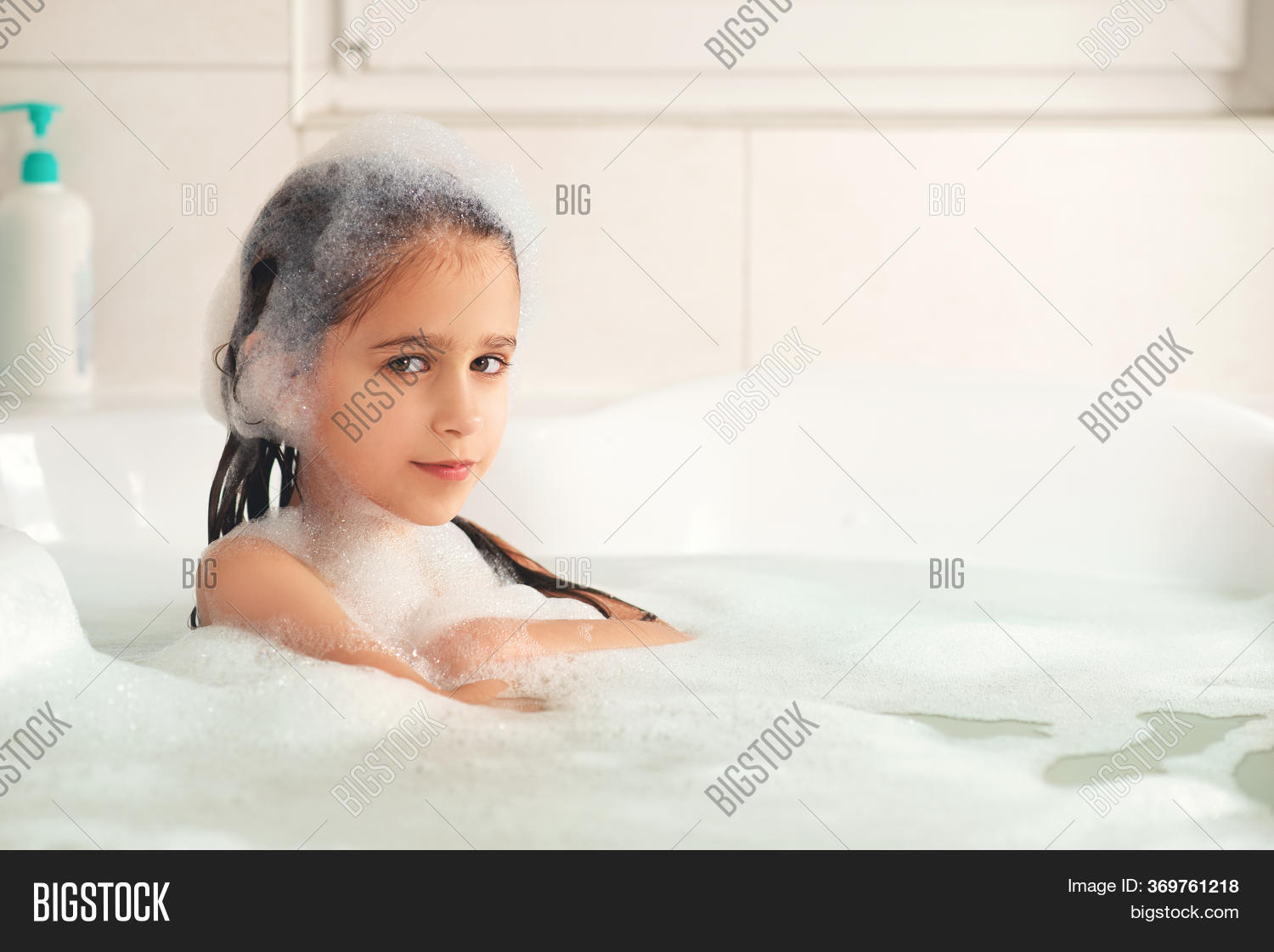 Girl Bathes Plays Foam Image & Photo (Free Trial) | Bigstock