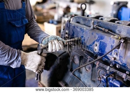 Different Mechanical Tools For Auto Service And Car And Truck Repair. Old Motor Capital Repair. Car