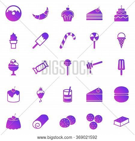 Dessert Gradient Icons On White Background, Stock Vector