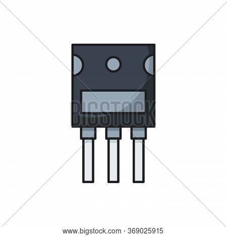 Transistor Chip Vector Icon Symbol Electronic Component Isolated On White Background