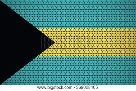 Abstract Flag Of Bahamas Made Of Circles. Bahamian Flag Designed With Colored Dots Giving It A Moder