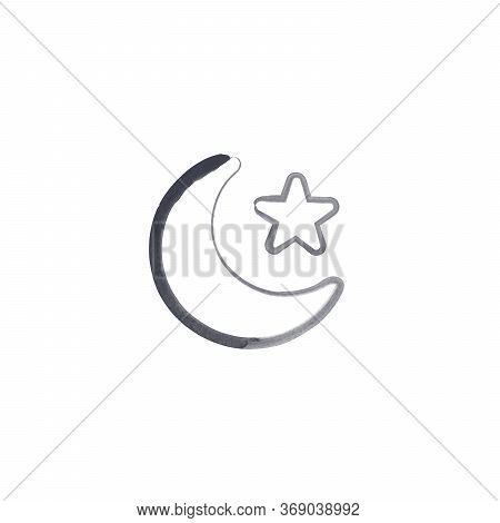 Watercolor Hand Drawn Moon And Star. Stock Vector Illustration Isolated On White Background.