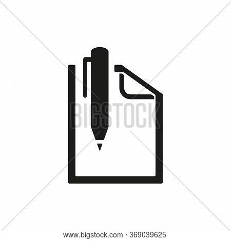 Simple Icon Of Paper With Pen. Text, Text Editor, Notepad. Fax Concept. Can Be Used For Application 