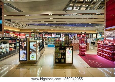 BANGKOK, THAILAND - CIRCA JANUARY, 2020: duty-free at Suvarnabhumi Airport. Suvarnabhumi Airport is one of two international airports serving Bangkok, Thailand. 
