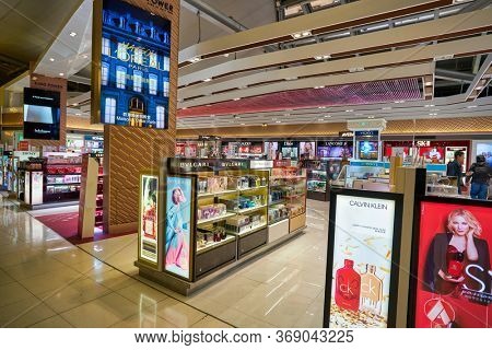 BANGKOK, THAILAND - CIRCA JANUARY, 2020: duty-free at Suvarnabhumi Airport. Suvarnabhumi Airport is one of two international airports serving Bangkok, Thailand. 