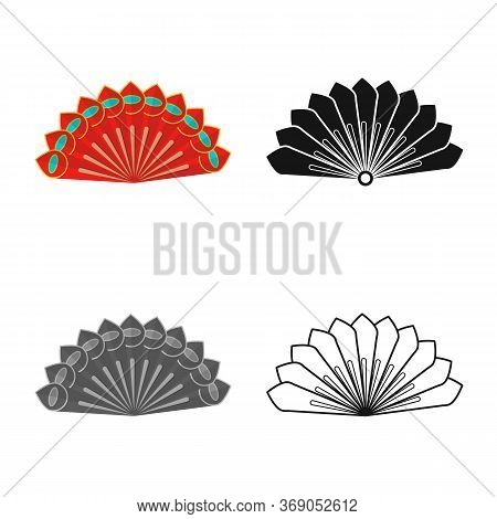 Vector Illustration Of Fan And Oriental Symbol. Set Of Fan And Cool Vector Icon For Stock.