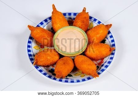 Tapas, Muslitos Del Mar (crab Bites) With Seafood Sauce, Mijas Costa, Costa Del Sol, Malaga Province