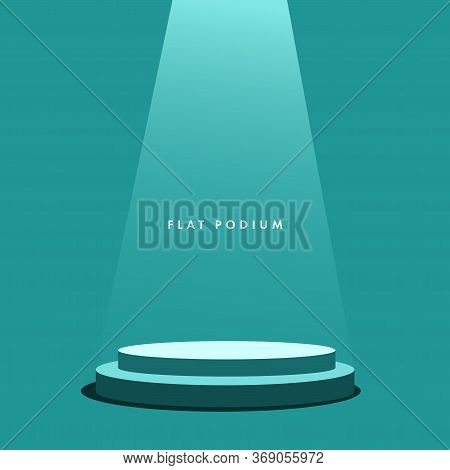 Flat Round Podium Illuminated By Spotlights. Stock Vector Illustration Image.